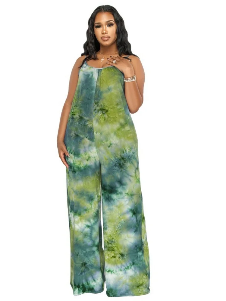 Wmstar Jumpsuits Rompers Wholesale Printed Halter Casual Pants Straight Leg Fashionable Loose Large Sized One Piece Pants 2025