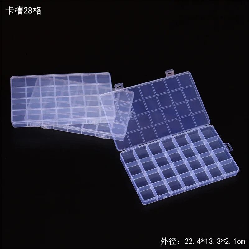 Jewelry Storage Box 15 24 28 Grid Transparent Fixed With Slot Beaded Anti-string Grid Plastic Parts Division