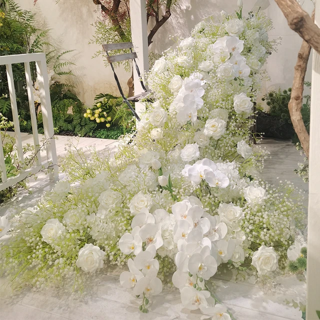 Luxury White Gypsophila Babysbreath Wedding Decor Sofa Runner
