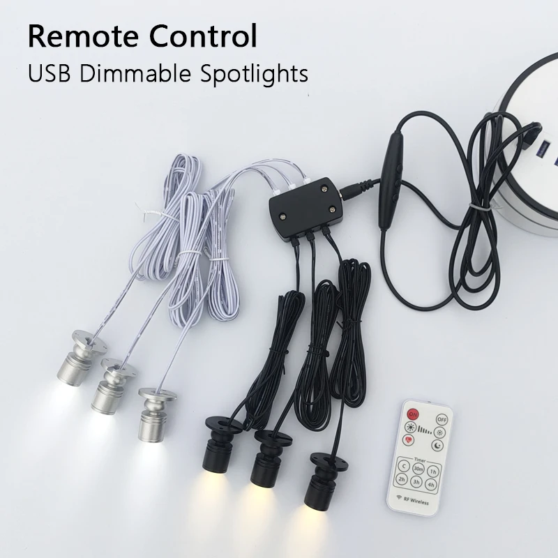 5V LED Remote Control Dimmable Cabinet Light Mini Spotlight For Display Shelf Counter Wine Cabinet Model Showcase USB Powered,led spotlight