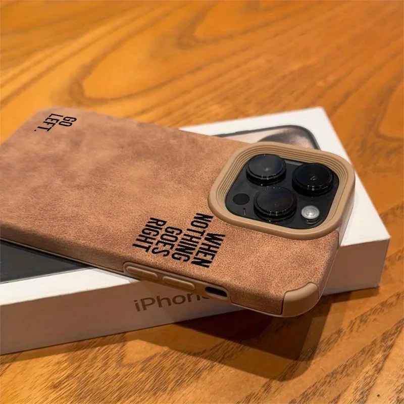 Elegant Faux Leather Textured Phone Case with Minimalist Letter Design