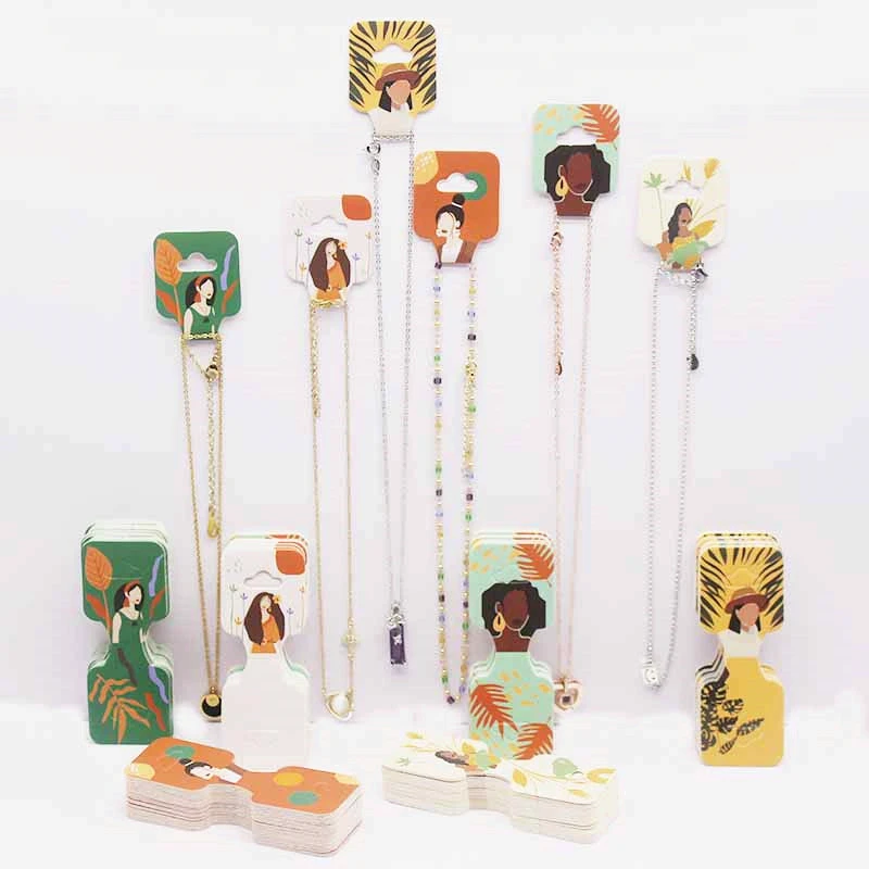 50 de 9x3,5 cm, joyería, collar, accesorios para tarjetas, color blanco, chica hermosa con cadena de pelo, tarjeta de exhibición, colgador| | - AliExpress