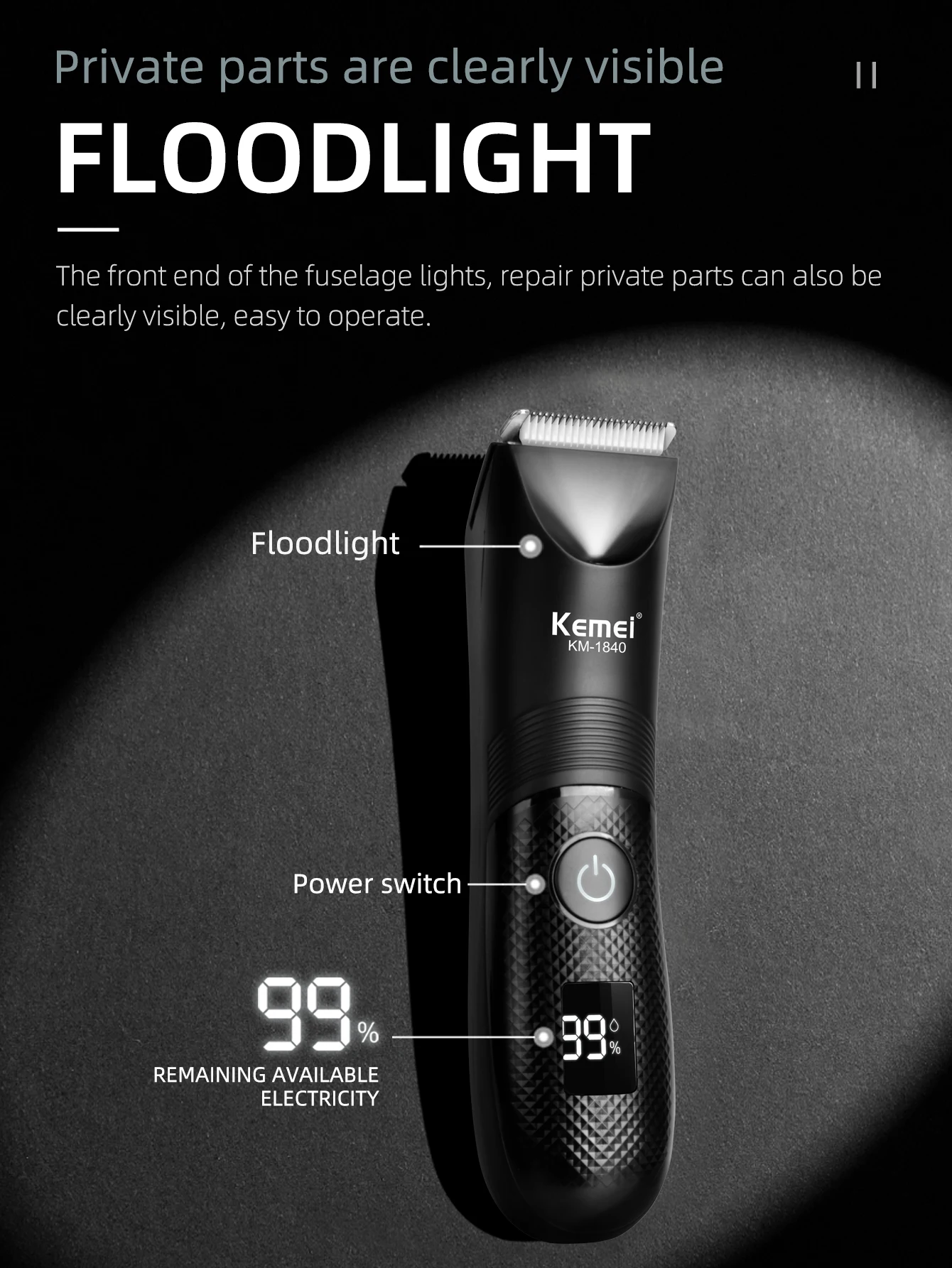 KEMEI Hair Clippers for Men Professional Waterproof Electric Rechargeable Barber Clippers with LCD Display