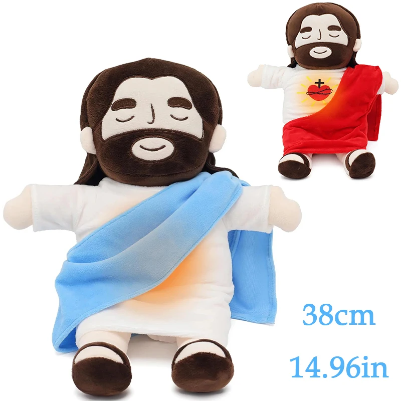 New Baby Soothing Breathing Jesus Plush Toy Jesus Doll Four-gear Adjustment Children Music Sleep Companion Christmas Toy Gifts plush doll plush toys