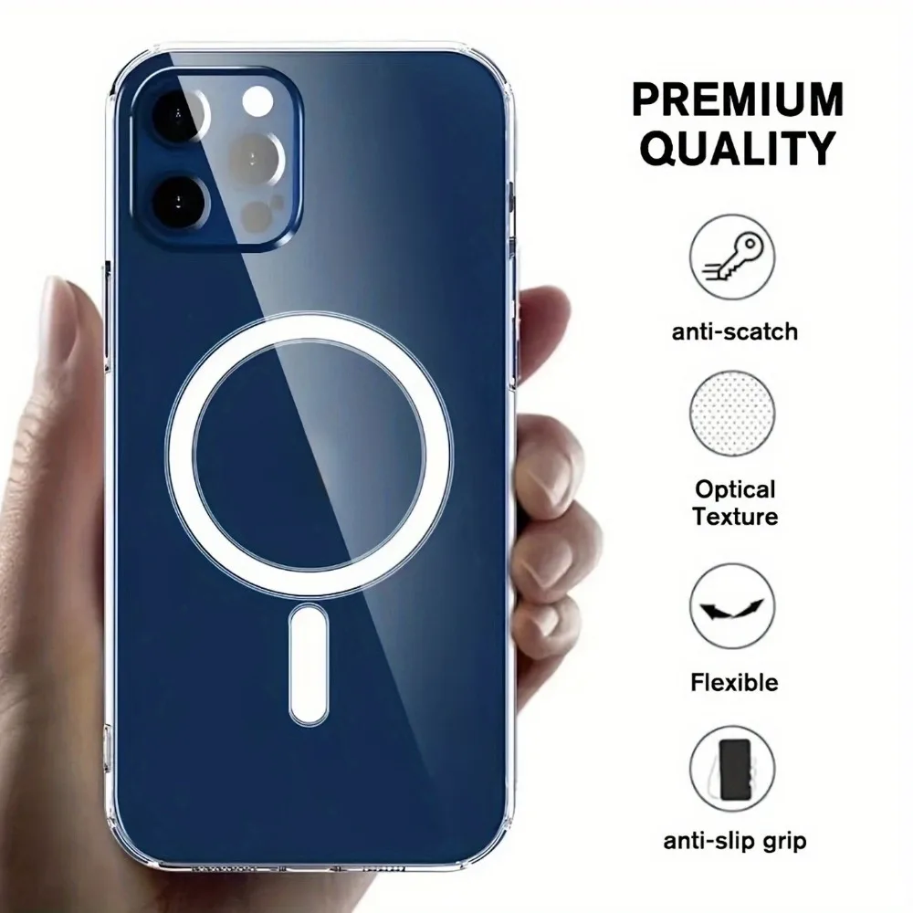 Magnetic Transparent Silicone Phone Case with MagSafe Compatibility