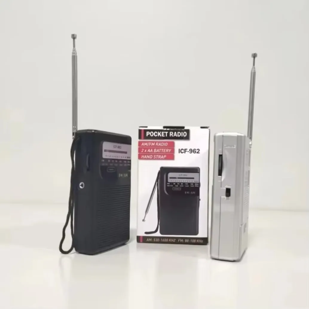 New Pocket Pointer Stereo Radio ICF-962 AM/FM Outdoor Radio Radio 2 x AA Battery Operated for Home Outdoor Camping Emergency Us