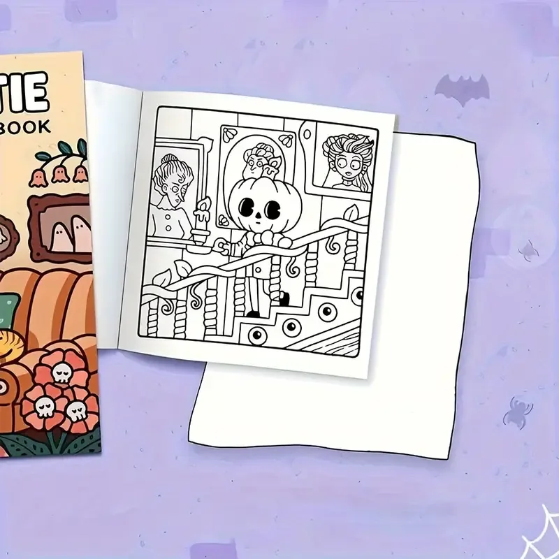 [Spooky Cutie Coloring Book] 1pc Cozy Hygge Spooky Cutie Adult Coloring Book - Relaxation with Adorable Creepy Creatures, Paper 6