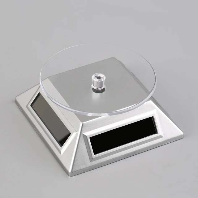 Solar Power Battery 360 Rotating Turntable Display Stand Necklace Bracelet  Jewelry Phone Turn Table Plate