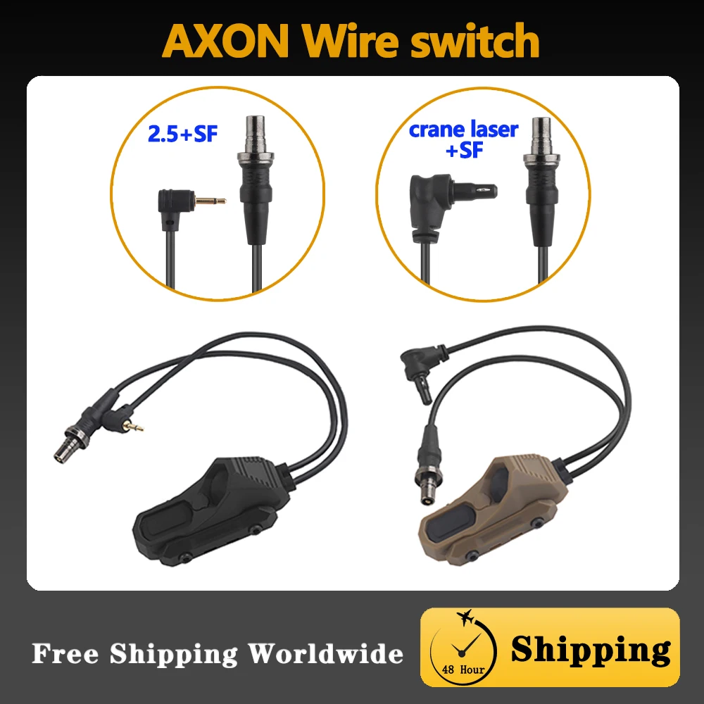 Tactical AXON Remote In-Line Dual Function Pressure Switch Flashlight PEQ NGAL Laser Pushbutton SF/2.5mm/Crane Plugs