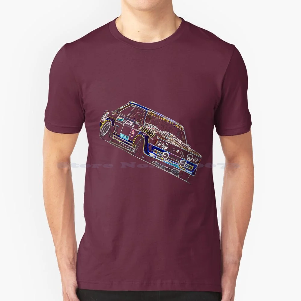 Fiat 131 Mirafiori Abarth T Shirt 100% Cotone Tee Fiat Motorsport Abarth 131 Rally Car Mirafiori Antony Fraser