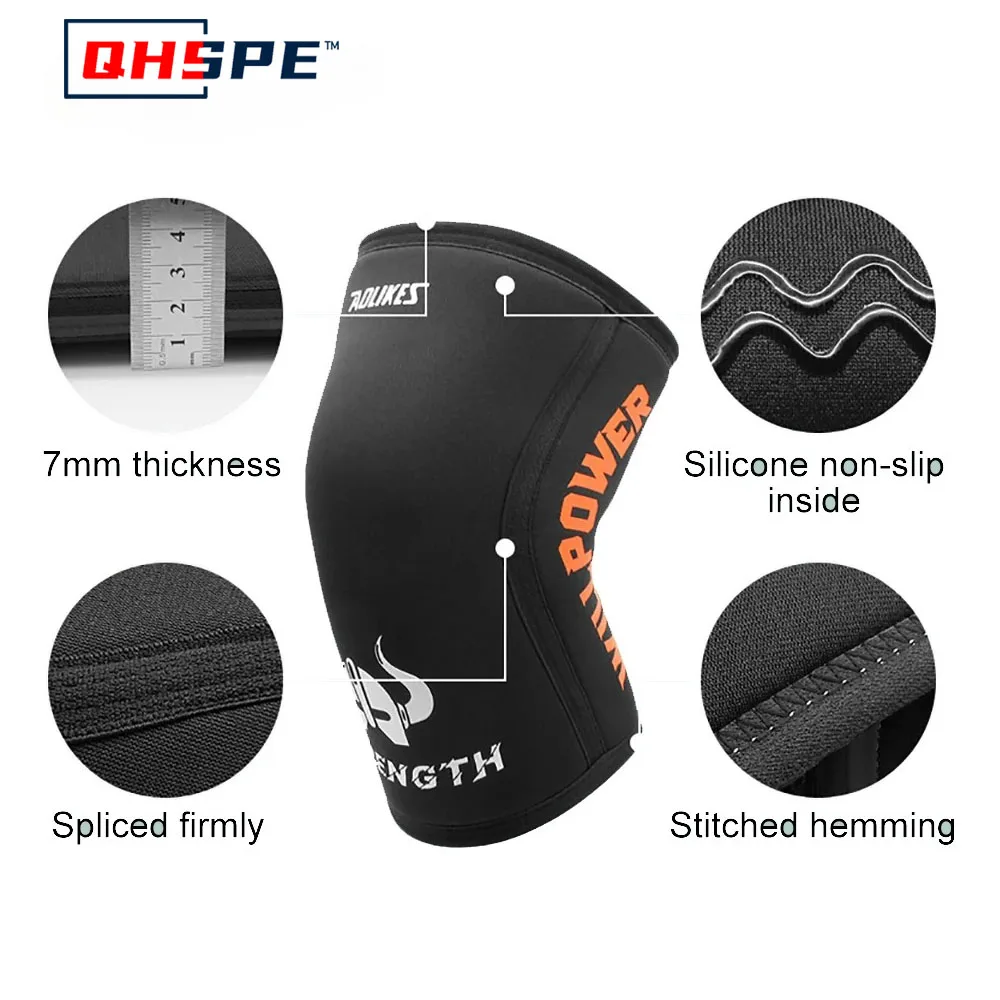 Genouillères en néoprène de 7mm pour l'haltérophilie (paire), genouillère de Compression, Support pour Squats, Crossfit, entraînement