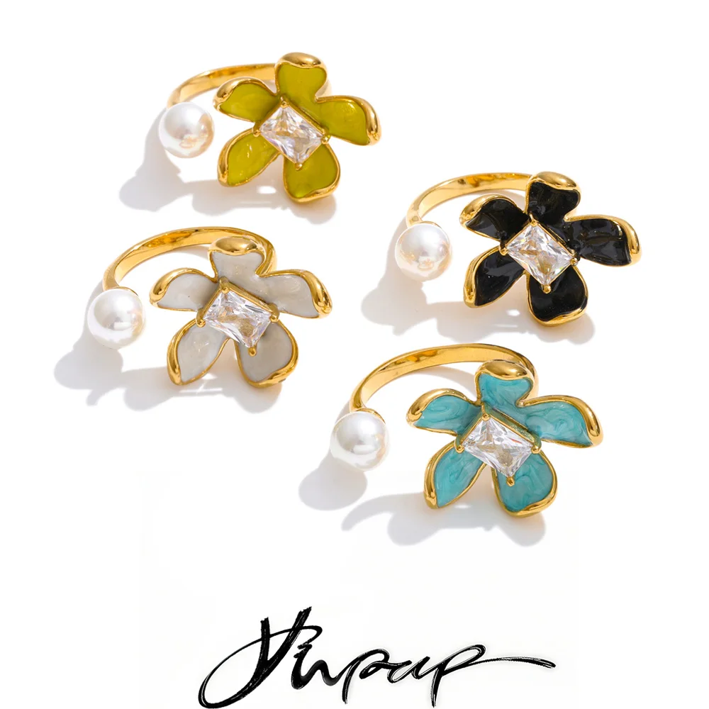 Yhpup Adjustable Ring Golden Stainless Steel for Women