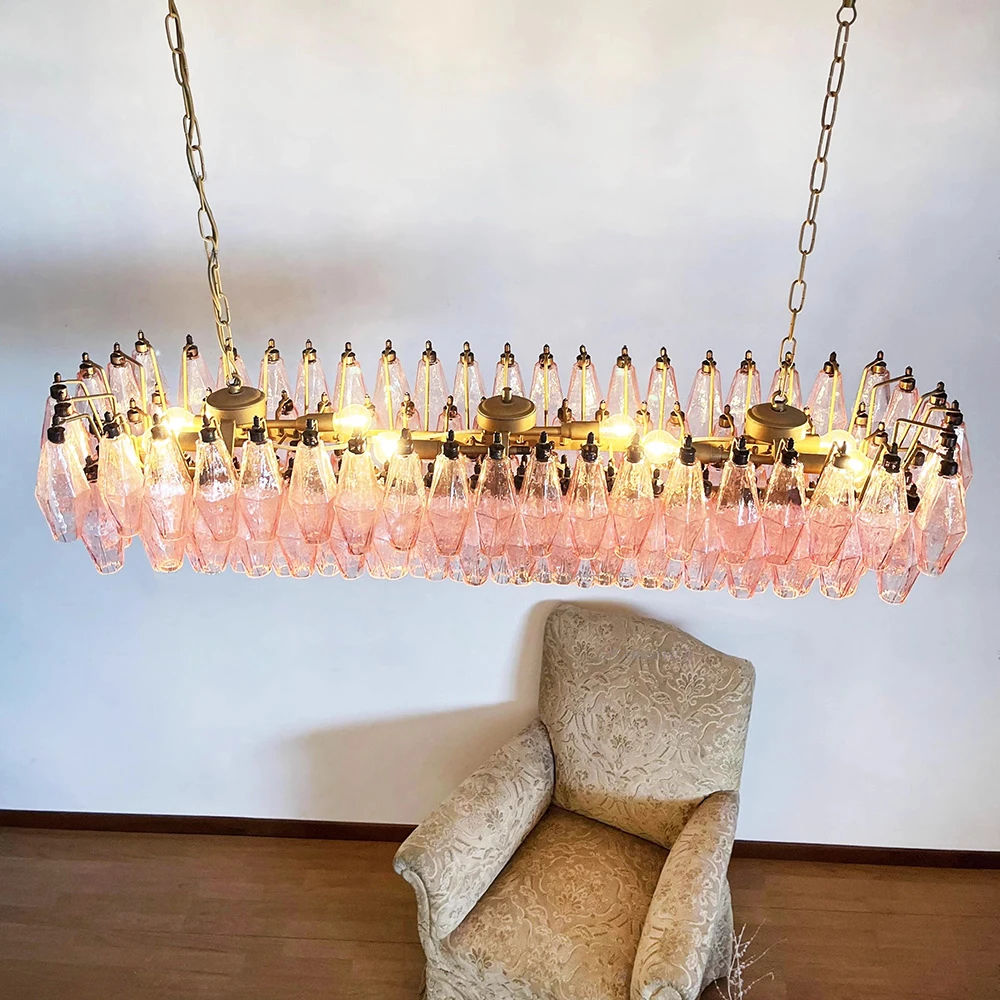 Description Picture 6 of itemNordic Vintage Diamond Shape Glass Ceiling Pendant Lights Long for Dining Room Table Hanglamp