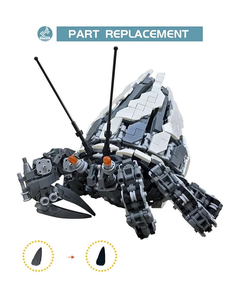 898pcs moc mechanische Beasten Horizont dawne Baustein Montage kreative mechanische Einsiedler Krabben Spiel Ziegel Spielzeug Weihnachts geschenk – Detail 5