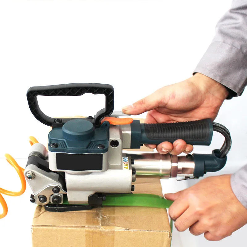 Pressa Pneumatica Pet Plastica Cintura In Acciaio Reggiatrice Semiautomatica Tenditore Per Legno In Mattoni Di Cartone