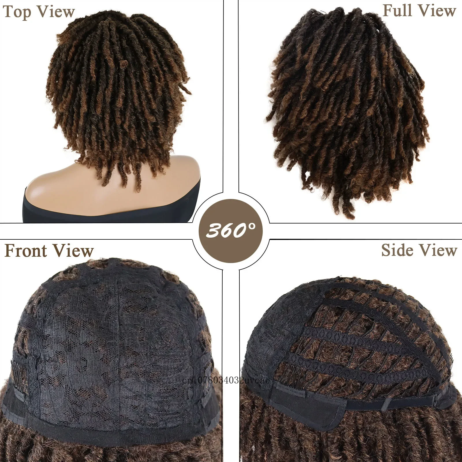 Synthetic Hair 16 Inch Dreadlock Wig Pre Looped Braiding Hair Wig Twist Braiding Afro Curly Braided for Women Colly Costume