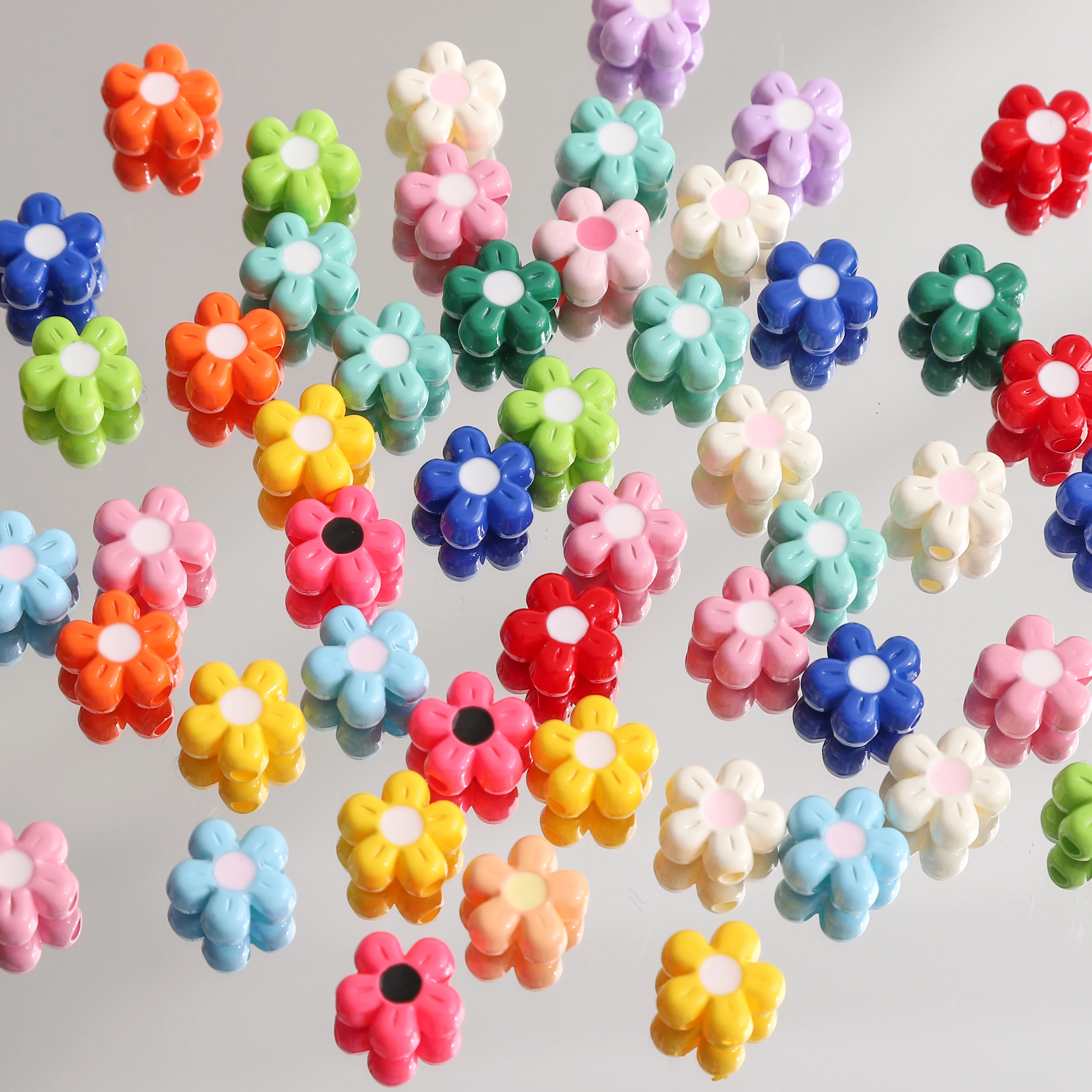 5pcs 11mm 아크릴 풍선 꽃 비즈 2mm 구멍 멀티 컬러 DIY 쥬얼리 만들기 용품 팔찌 목걸이 참 장식품
