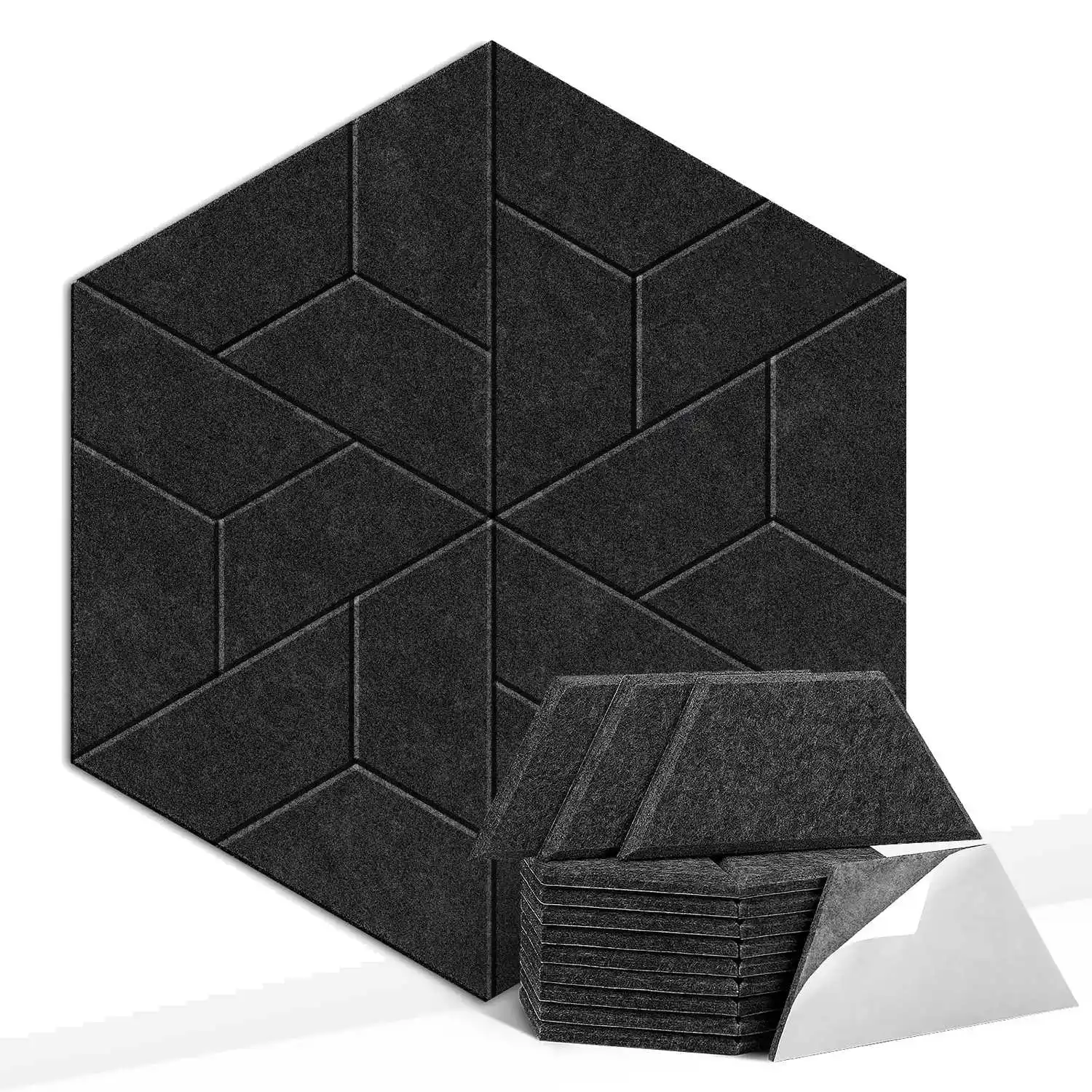 

18 Pack Acoustic Panels Sound Absorbing,Hexagon Self Adhesive Soundproof Wall Panels Office Studio, Dark Grey
