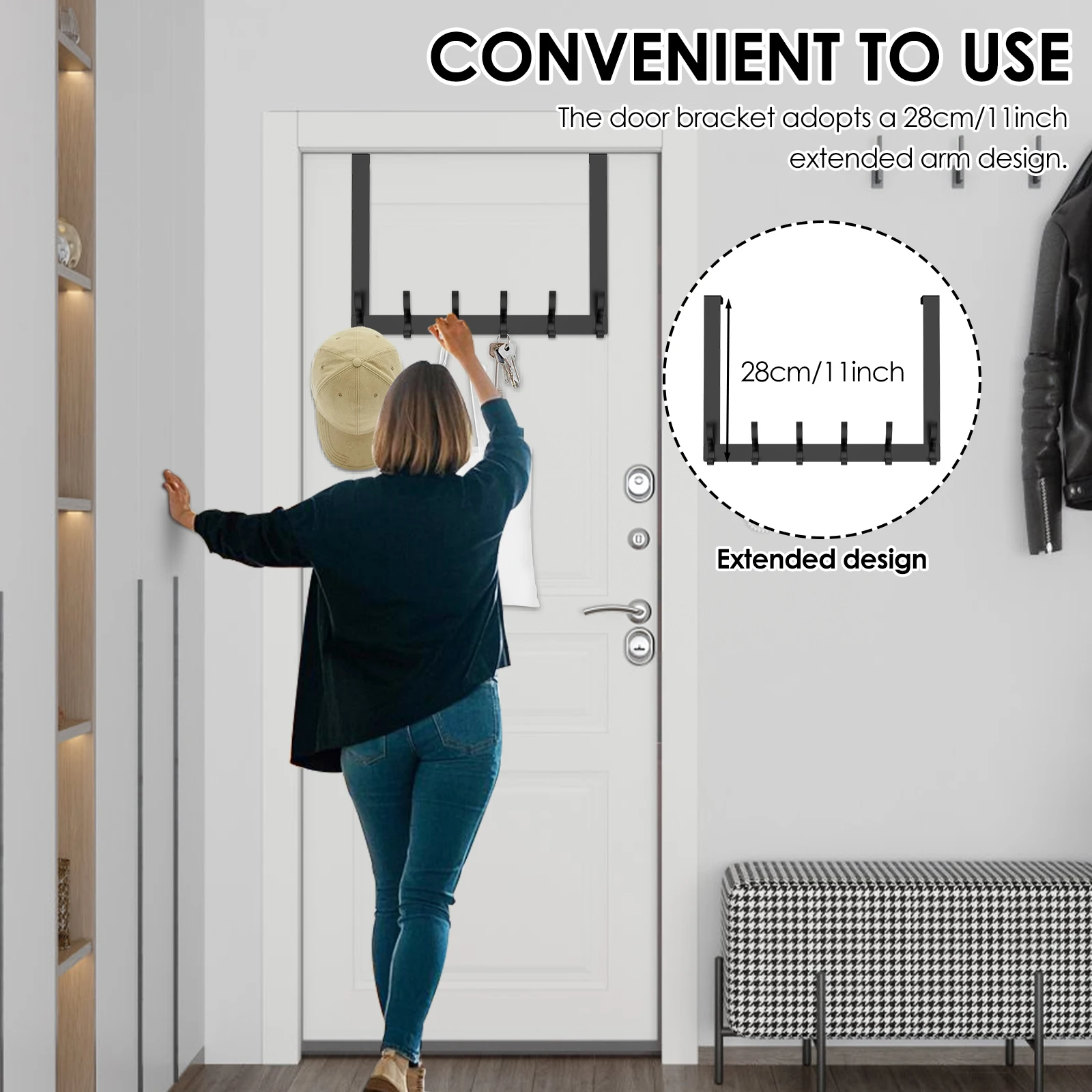 2Pcs Door Hooks Hanger Over The Door 6 Hooks Clothes Coat Hat Towel Hanger Space Saving Home Kitchen Accessories NEW