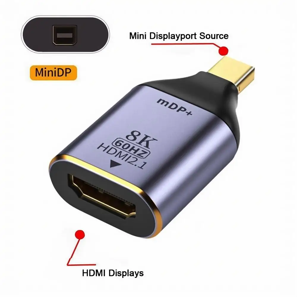 Mini Displayport Adapter Konverter Mini DisplayPort 1,4 Quelle zu HDMI 2,1 Display 8K 60hz Für PC Laptop projektor Monitor