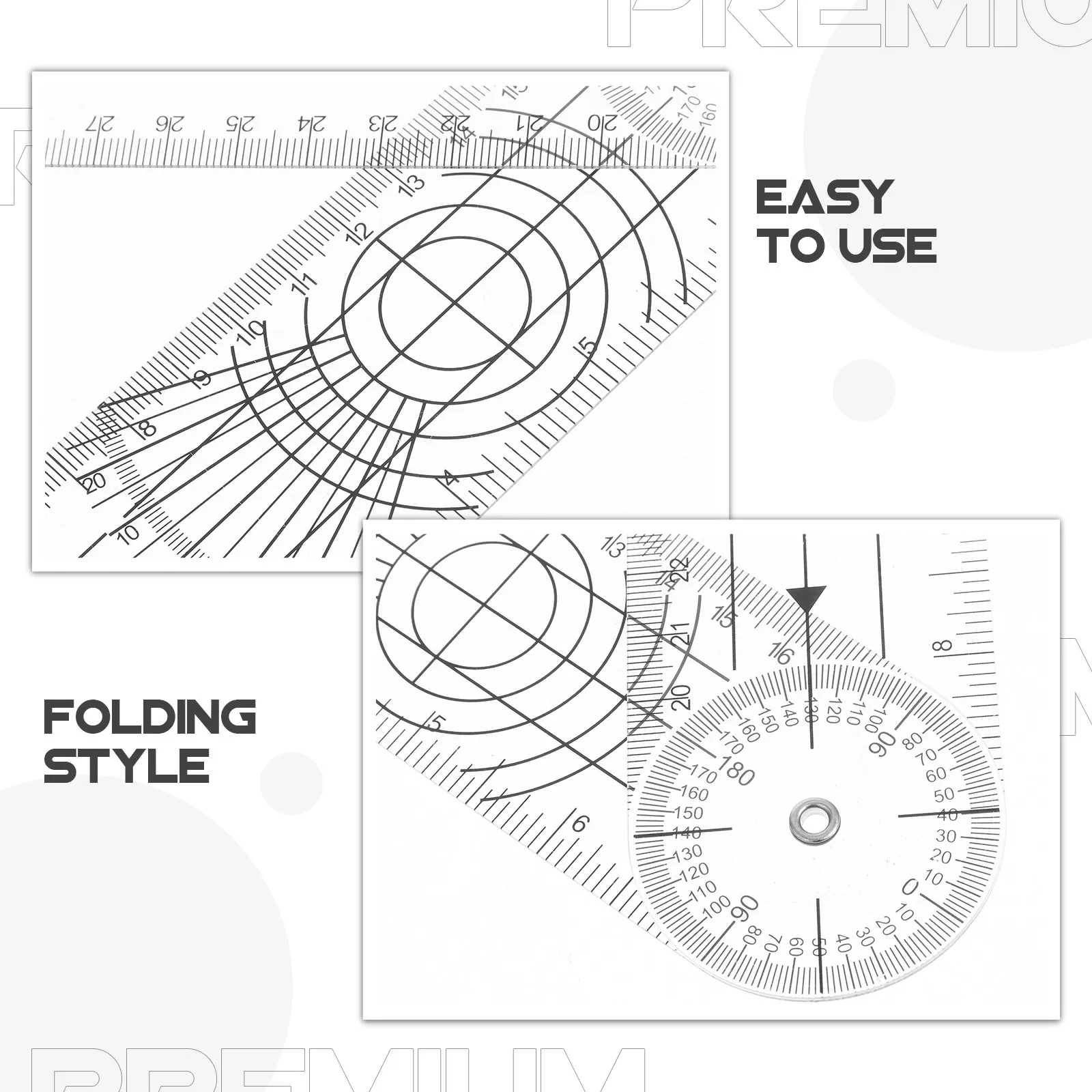 4Pcs 각도기 투명 플라스틱 각도계 건축가 엔지니어 의사의 정확한 각도를 측정하는 접이식 정밀 측정 도구