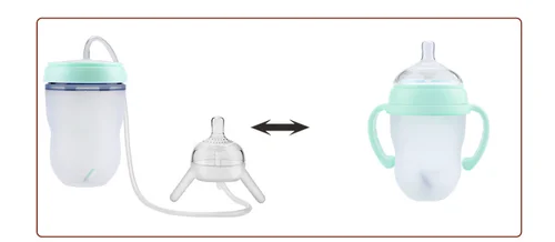 실리콘 아기 젖병, 어린이 훈련, 아기 식수 빨대 수유 병, 핸즈프리 병, 250ml 3