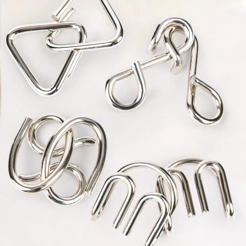 Nine link Metal Children's Puzzle Toy Adult Ieisure Stress Reducing Intelligence Buckle 8-piece Set With Detachable Buckle 3