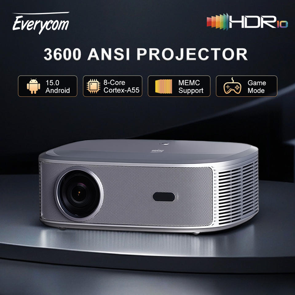 Everycom HQ11W 3600 ANSI 4K Full HD Projector Android 15 3G 64G Home Theater WiFi6 Smart TV Movie Gaming Projectors Beamer