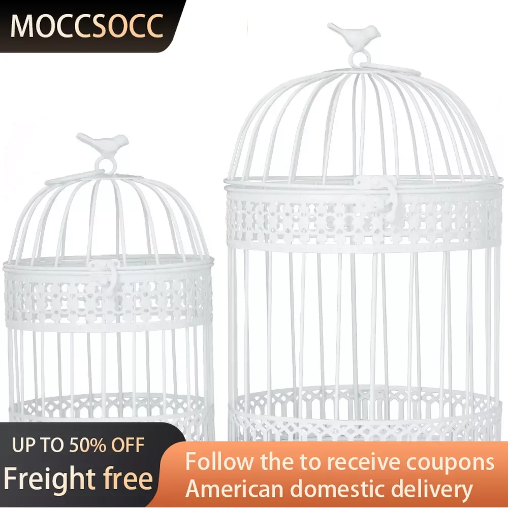 

Белая металлическая птичья клетка с защелкой и подвесным крючком
