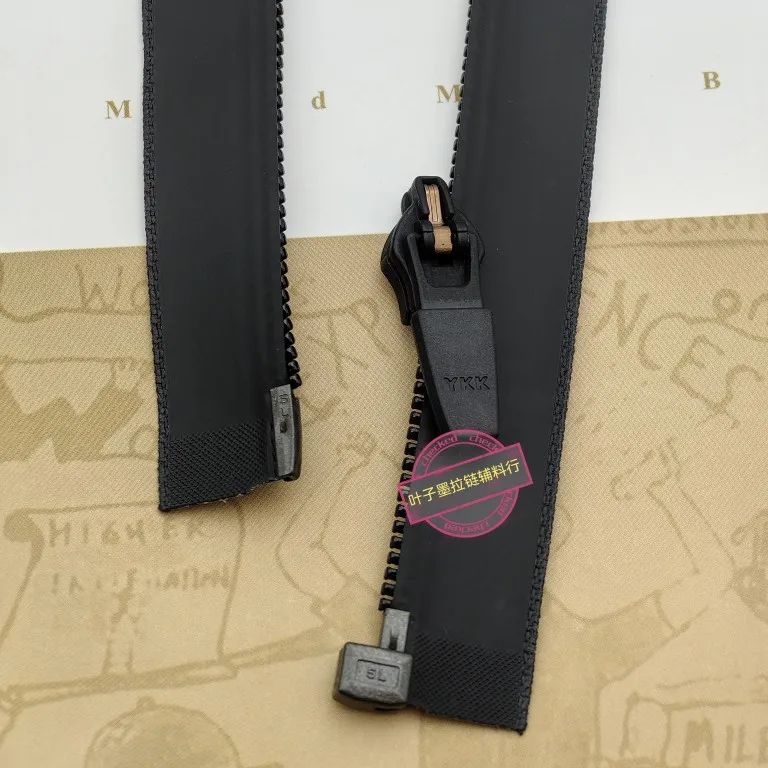 YKK Nr. 5 schwarze koreanische Version, wasserdichter offener Reißverschluss, antike Kupfer-Leder-Kopfjacke, 60 70 75 80 100 cm – Detail 4