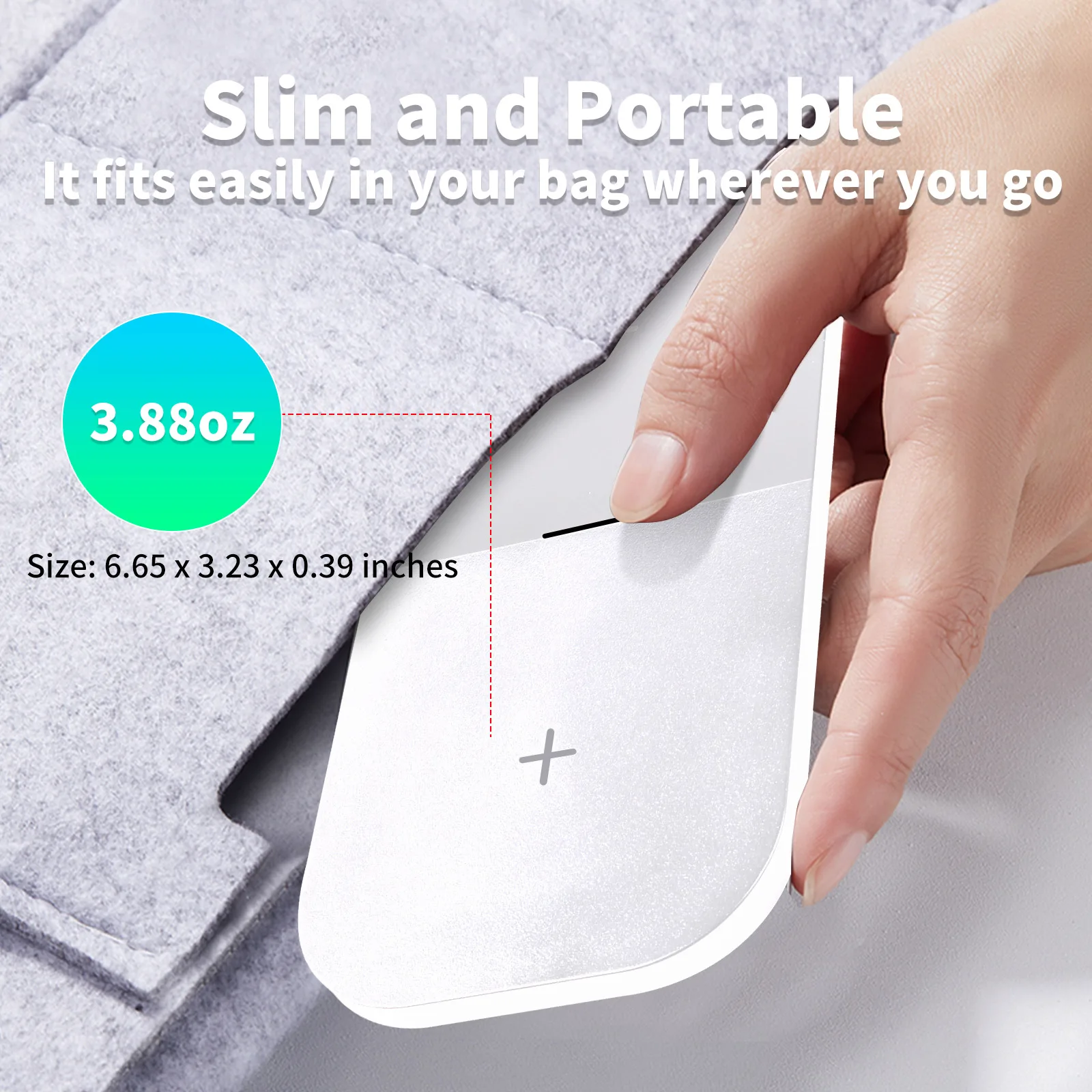2-in-1 무선 충전 패드 18W QC3.0 고속 충전기 수면 친화적인 표시등 초슬림 휴대용 (휴대폰, 에어팟, 스마트워치용)