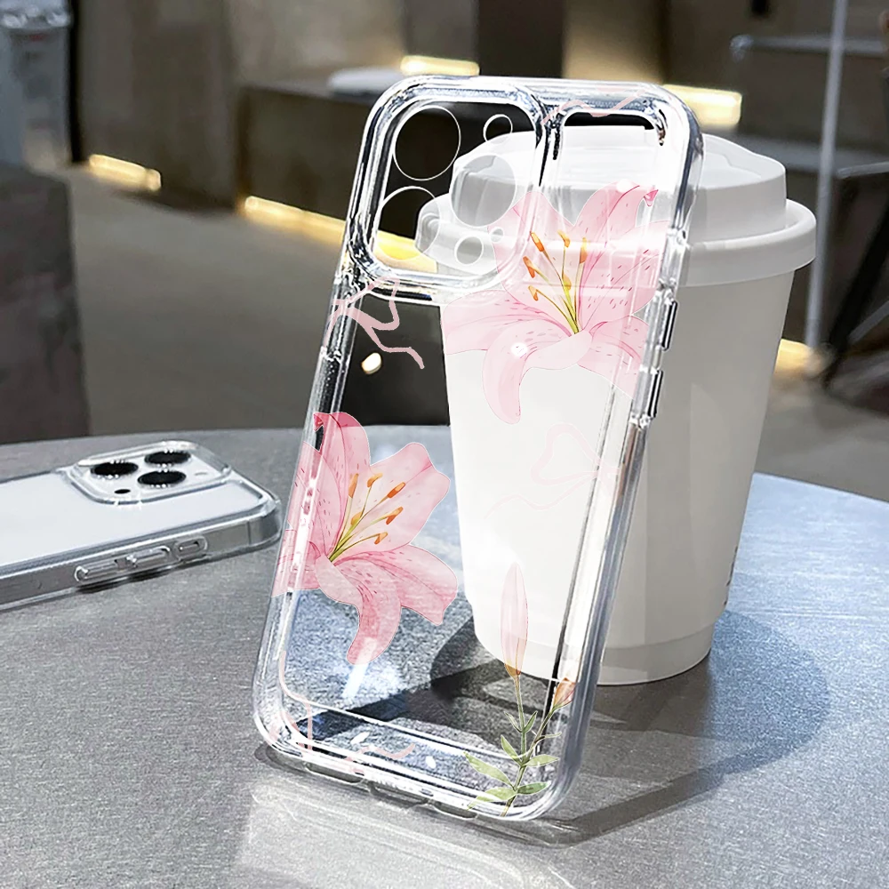Floral Shockproof Transparent Silicone Phone Case