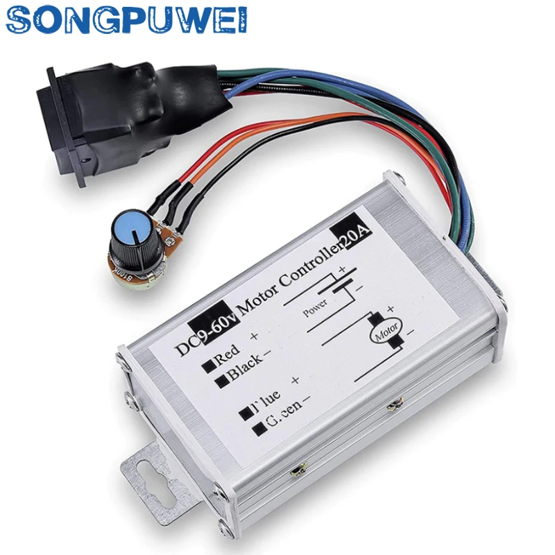 Description Picture 3 of itemPWM DC motor stepless speed controller 12V 24V 60V MAX 20A Pulse WidthModulator motor Speed regulating switch