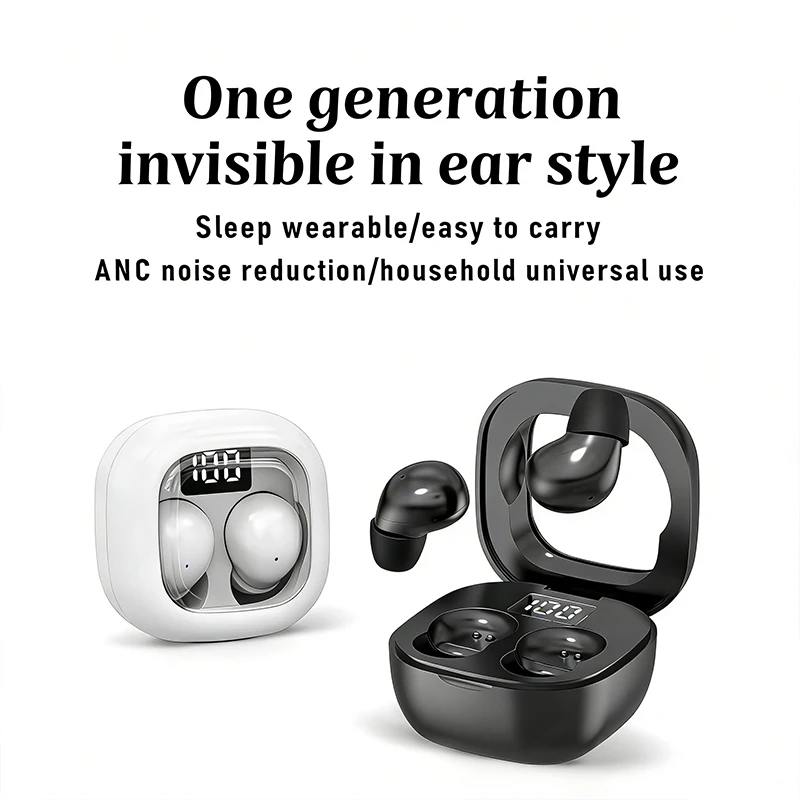 Compact Wireless Bluetooth Earbud - Invisible HD Bass Headphone for Sleep, Work, Sport, and Gaming