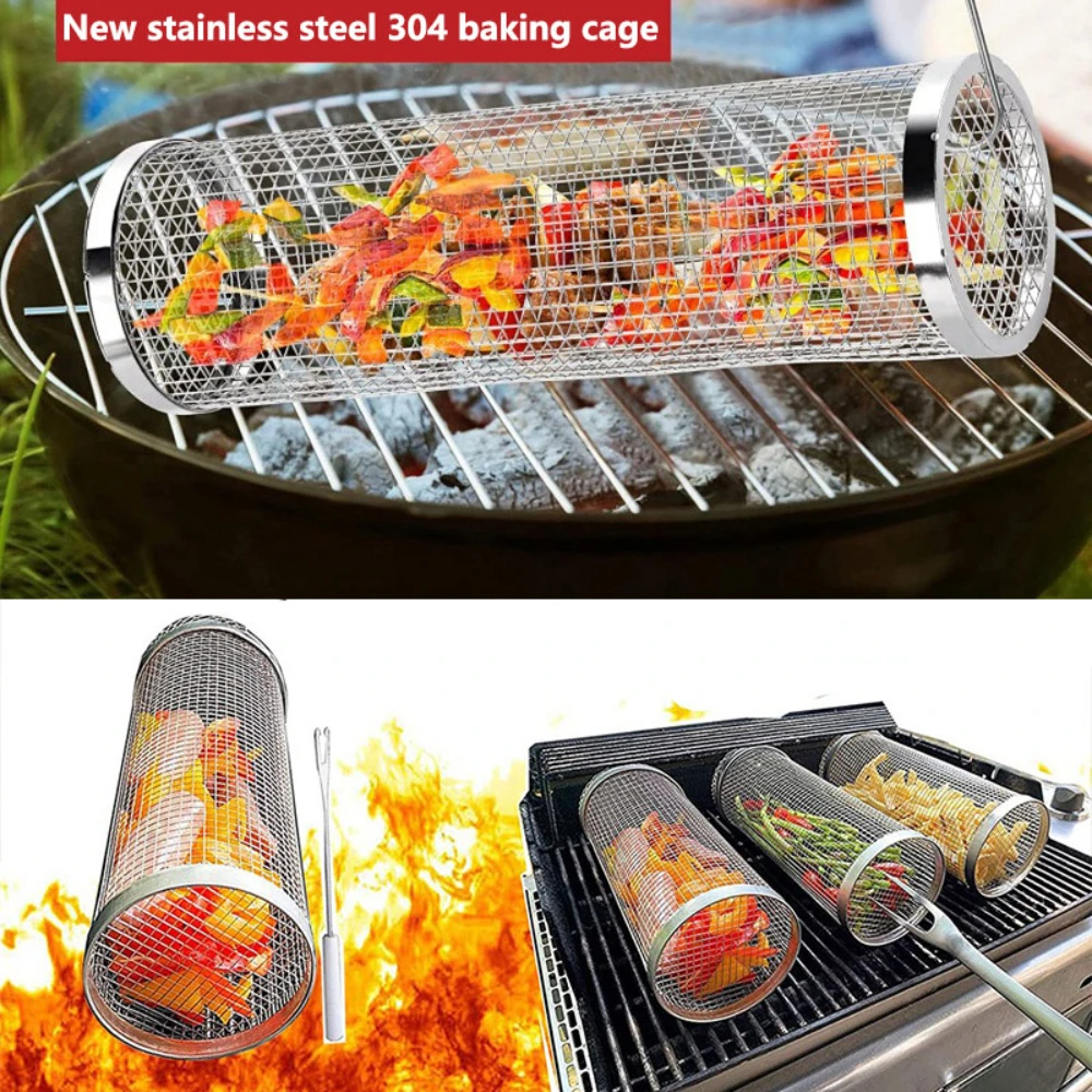 Cylindrical Rolling Barbecue Net, Kitchen Grill Accessories