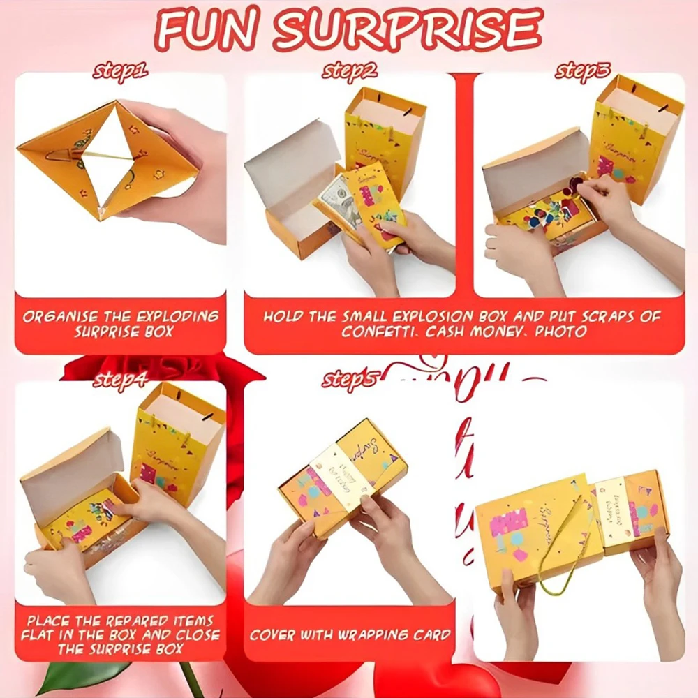 Folding Bounce Gifts Box Set, Creative Paper Jumping Boxes with Gift Bag, Valentine’s D... - SKU FBGB0916 - UGI Packaging
