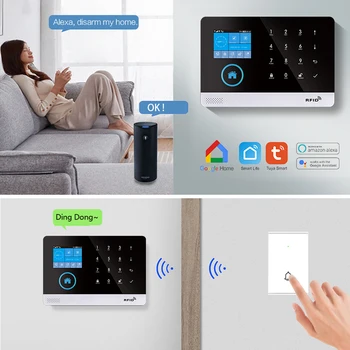 taiboan wireless wifi gsm home security alarm system for 433mhz tuya smart life house app