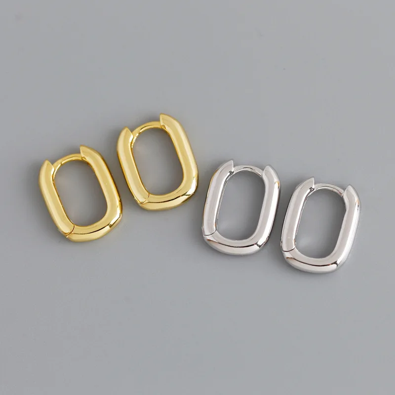 

New Geometric Oval Shape Earrings S925 Sterling Silver Clasp Gilded Silver Earrings for Women Gift Free Shipping 5Pairs/Lot
