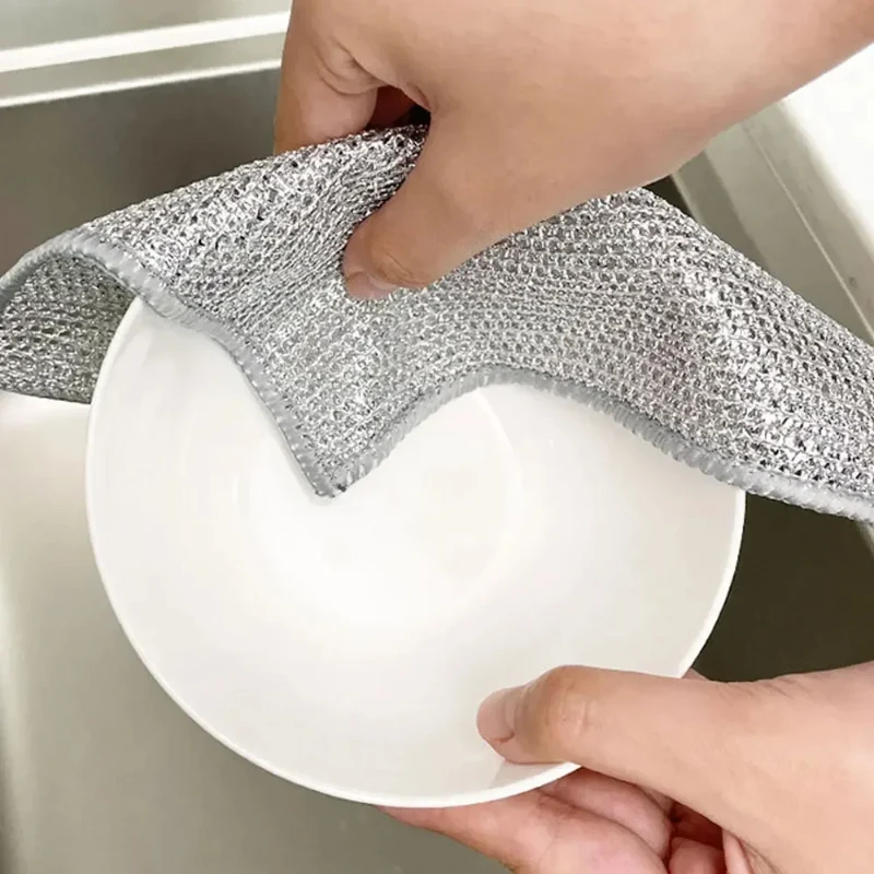 Magic Cleaning Cloth Thickened Double-sided Metal Steel Wire Rags Kitchen Dish Pot Washdishing Cloths Towel Clean Tools Towels