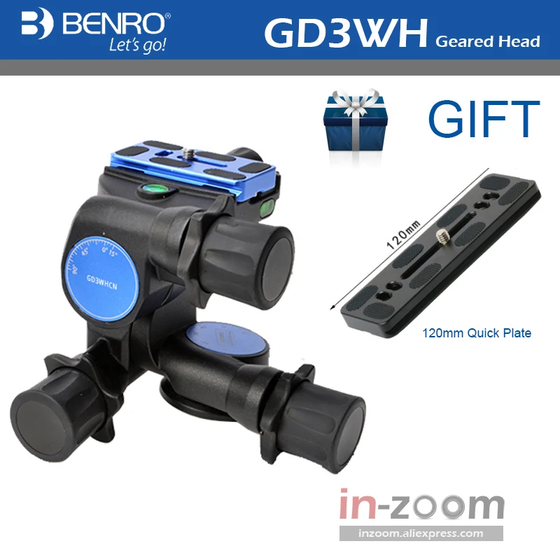 Benro GD3WH three-dimensional gear head PTZ magnesium alloy SLR photography tripod Panoramic photography head