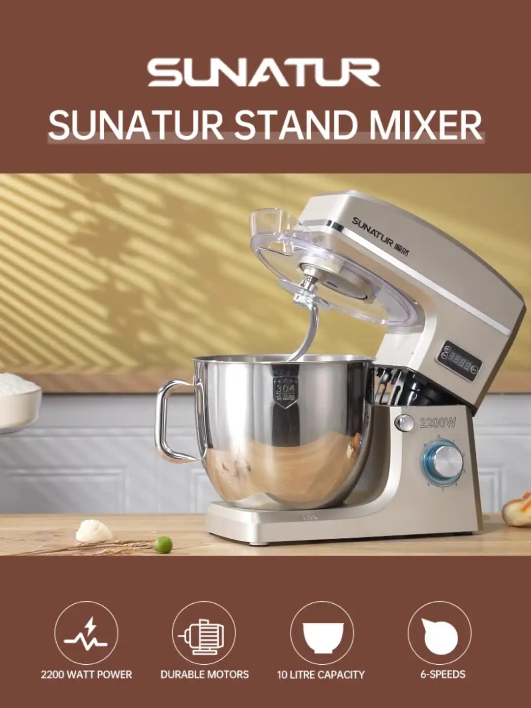 SUNATUR 16L スタンドミキサー　2200ワット SUNATUR 16L スタンドミキサー 2200 ワット電気キッチンブレンダー商業