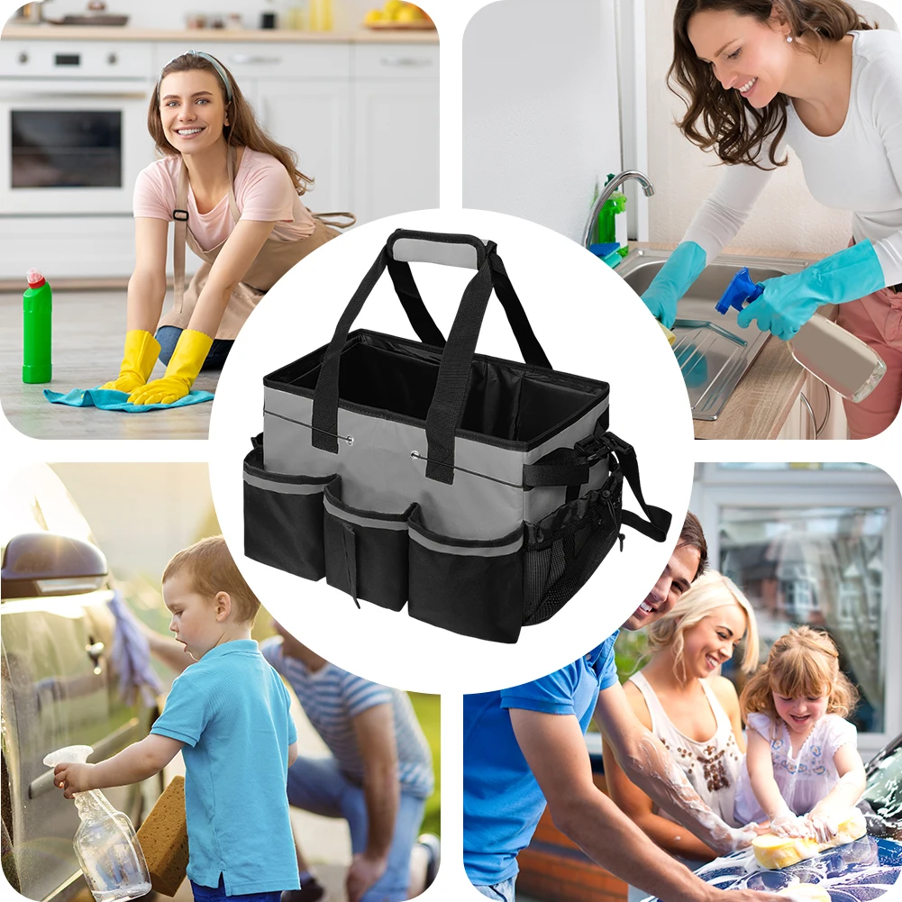 Cleaning Caddy Bag with Handle Large Cleaning Supplies Organizer Kitchen Cleaning Supplies Storage Bag for Cleaners Housekeepers