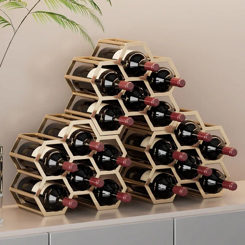 High-end Wrought Iron Red Wine Rack, Ornament Creative Wine Bottle Display Shelf, Restaurant Cabinet Decoration Shelf