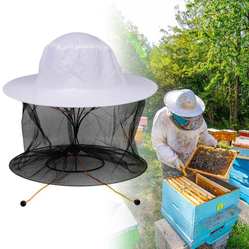 Beekeeping Tools 1pc BeeKeeping Protective Bee Hat Anti Bee White Hat-Veil Combo Hat Bug Mesh Mask Beekeeping Protection Beekeeper