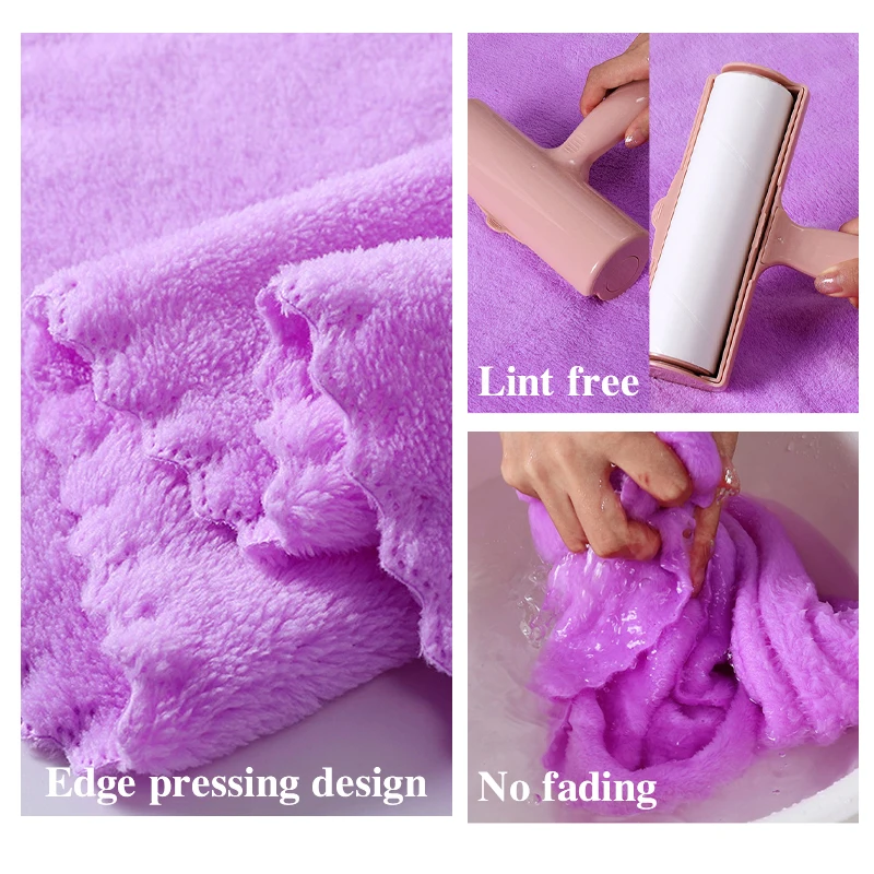 Description Picture 4 of item2PC Bath Towels Set Super Soft Highly Absorbent Quick-drying Coral Velvet Bath Towel For Adults Hotel & Spa Use