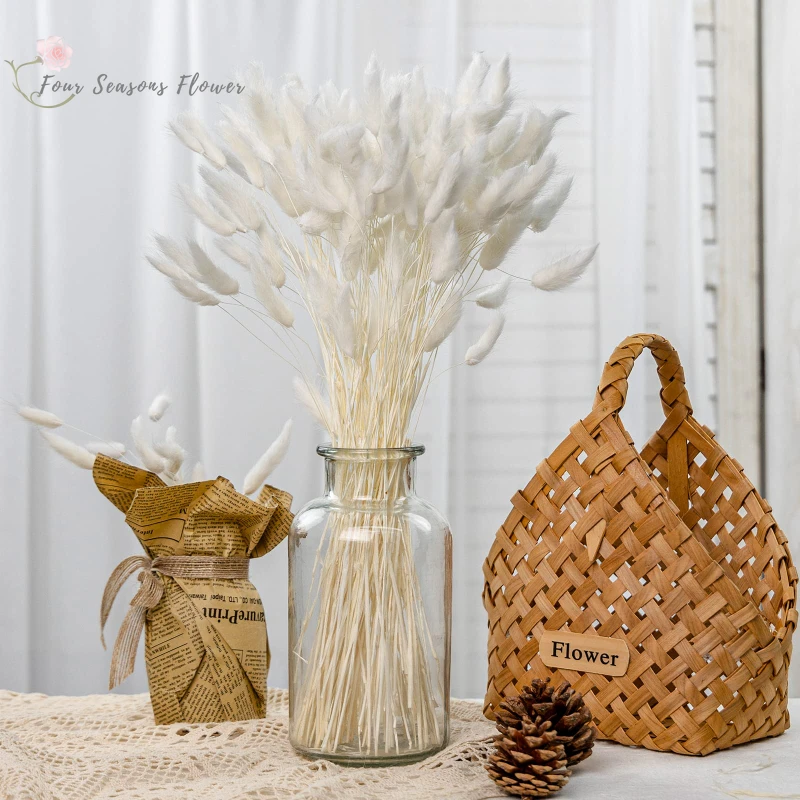 

85pcs Natural Dried Flowers Rabbit Wedding Table Decor Fluffy Pampas Bunny Tail Grass Bouquet Home Decoration Artificial Plants