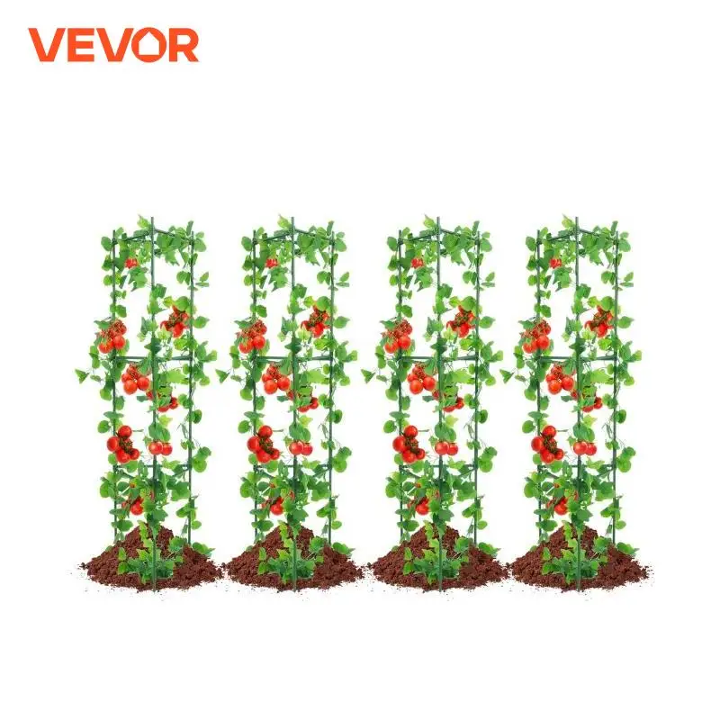 VEVOR 6 Packs Tomato Cages Garden 48 in Trellis Plant Stakes Support Raised Garden Bed Vegetables Flowers Climbing Plants plastic plant supports,plant stakes,plant climbing support,plant stem support,plant support stick,plant support racks,climbing plant trellis,flower stem holder