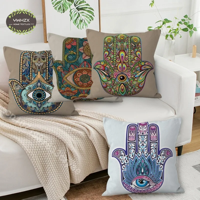

Die Hand Der Fatima Ist Print Pillow Case Vintage Cushion Cover Geometry Sofa Decorative Peachskin Pillowcase Home Garden Decor