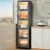GY Modern Kitchen Cabinet Floor Slit Shelf Locker Multilayer Microwave Oven Storage Cabinet with Flip Door home furniture 3