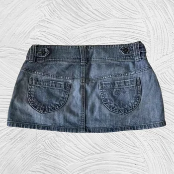 Womens Classic Blue Denim Mini Skirt High Quality Casual Summer Skirt Young Ladies Comfortable Fit with Stylish Pocket Design 1